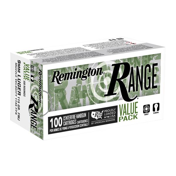REMINGTON RANGE 9MM 115 GR FMJ 1145 FPS 100 RD/BOX
