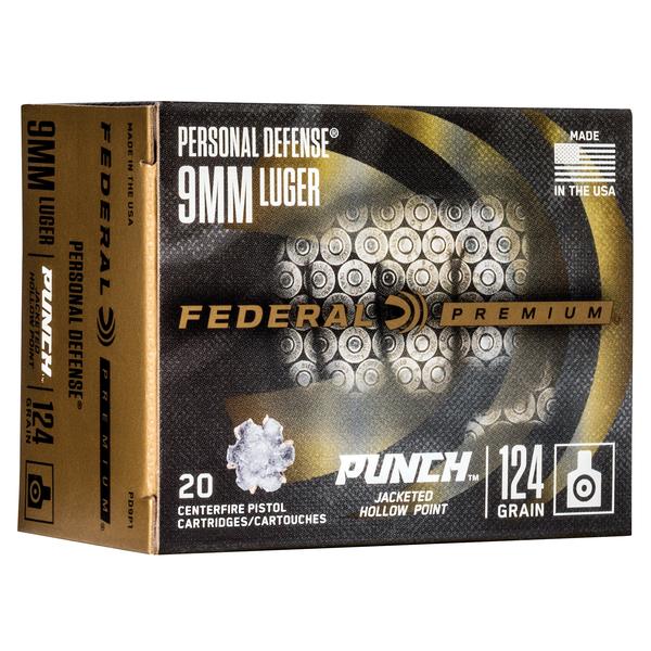 FEDERAL PUNCH 9MM 124 GR JHP 1150 FPS 20 RD/BOX