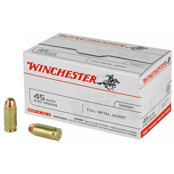 WINCHESTER TARGET .45 ACP 230 GR FMJ 835 FPS 100 RD/BOX