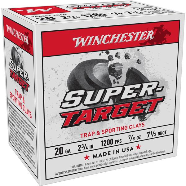 Winchester Super Target 20 GA 2.75IN 7/8 OZ #7.5 SHOTSHELL 1200 FPS 25 RD/BOX
