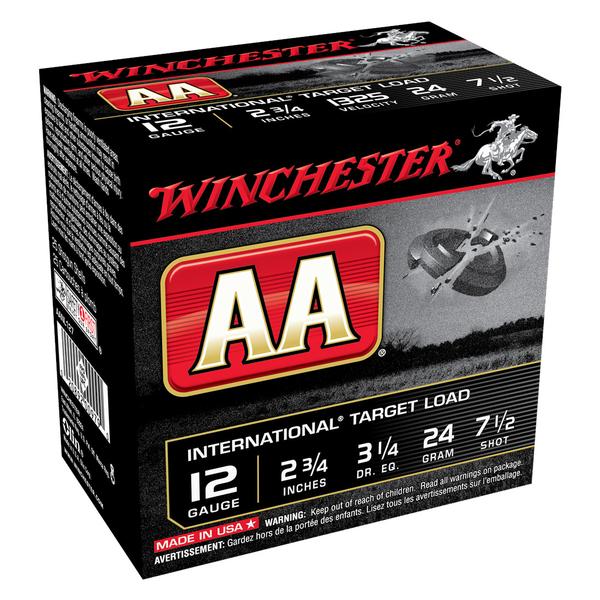 WINCHESTER AA 12 GA 2.75IN 24 G #7.5 LEAD 1325 FPS 25 RD/BOX