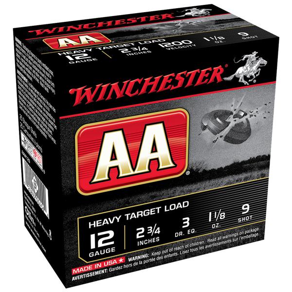 WINCHESTER AA 12 GA 2.75IN 1-1/8 OZ #9 LEAD 1200 FPS 25 RD/BOX