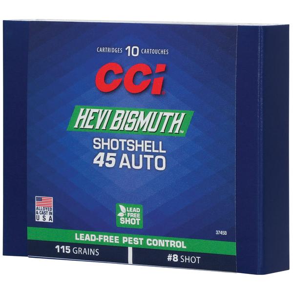 CCI HEVI-BISMUTH SHOTSHELL .45 ACP 115 GR #8 SHOT LEAD-FREE 1100 FPS 10 RD/BOX