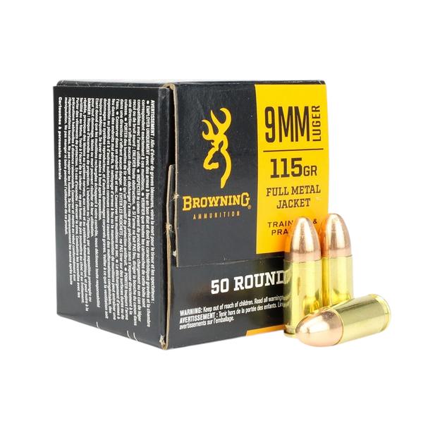 BROWNING TRAINING & PRACTICE 9MM 115 GR FMJ 1190 FPS 50 RD/BOX