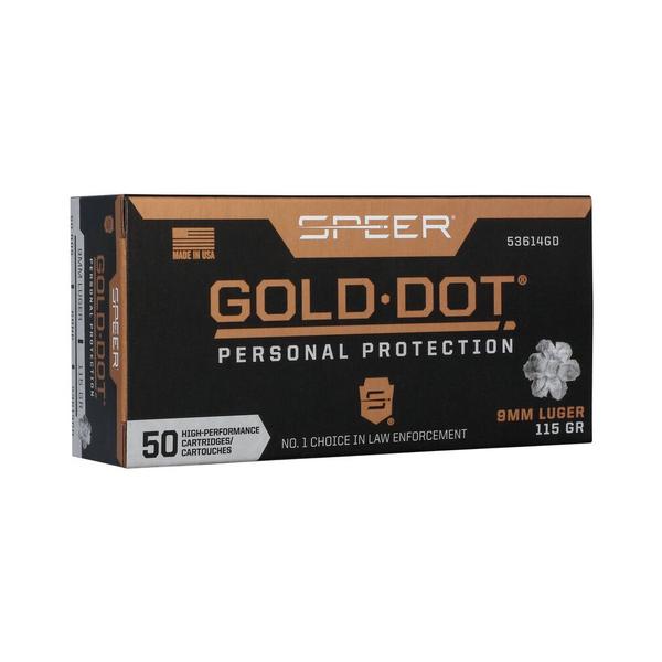 SPEER GOLD DOT 9MM 115 GR GDHP 1210 FPS 50 RD/BOX