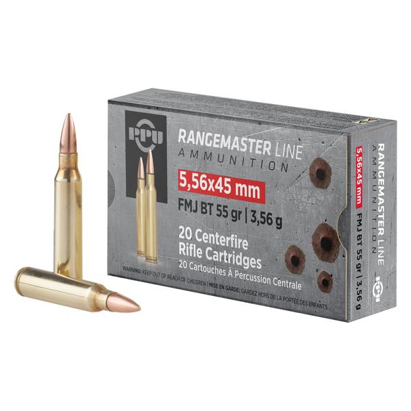PPU RANGEMASTER 5.56 NATO 55 GR FMJ 3240 FPS 20 RD/BOX