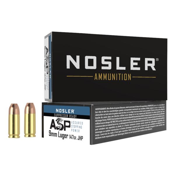 NOSLER ASSURED STOPPING POWER 9MM 147 JHP 950 FPS 50 RD/BOX