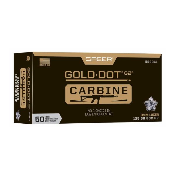 SPEER GOLD DOT CARBINE 9MM 135 GR GDC-HP 1170 FPS 50 RD/BOX