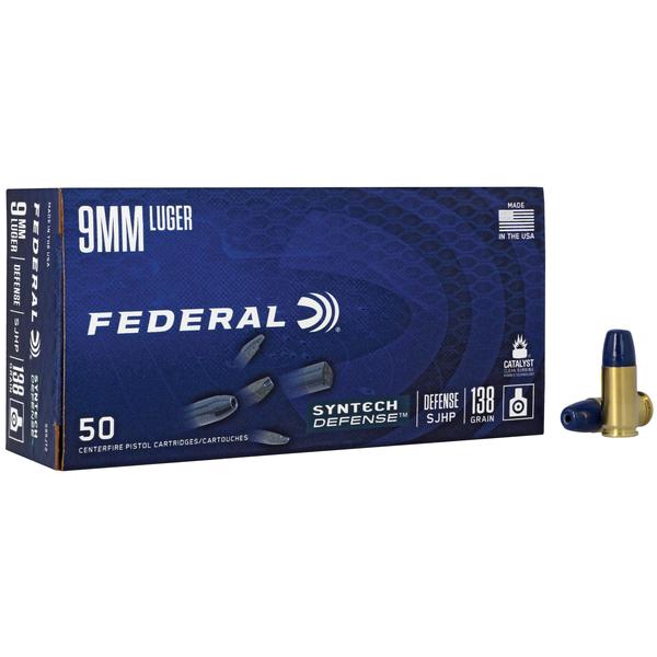 FEDERAL SYNTECH DEFENSE 9MM 138 GR SJHP 1050 FPS 50 RD/BOX