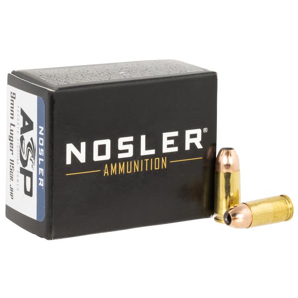 NOSLER ASSURED STOPPING POWER 9MM 115-GR JHP 1170 FPS 20 RD/BOX