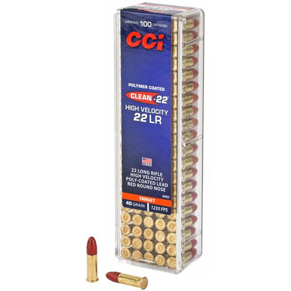 CCI CLEAN-22 .22 LR 40 GR POLY-COATED LRN 1235 FPS 100 RD/BOX