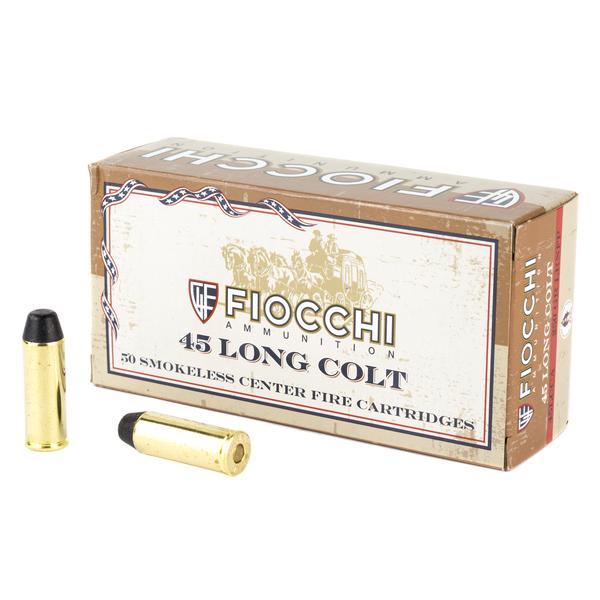 Fiocchi Ammunition Cowboy Action 45 Long Colt 250 Grain Lead Round Nose Flat Point 750 FPS 50 Rd/Box