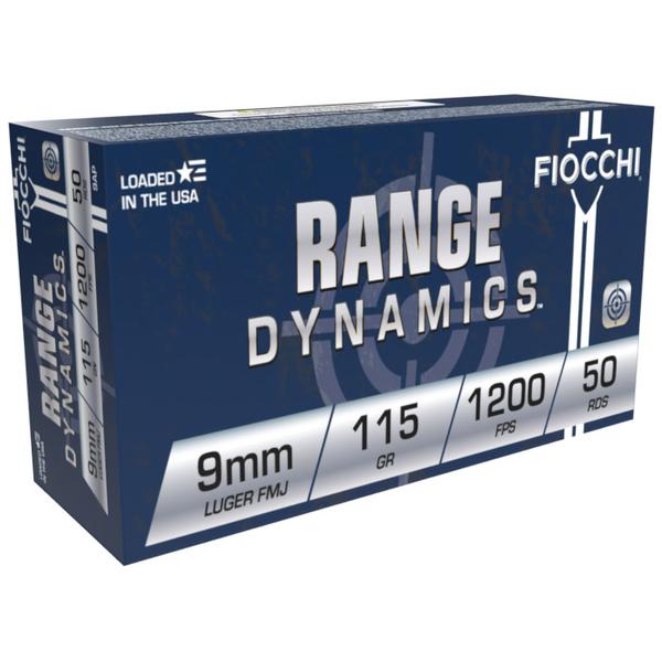 FIOCCHI RANGE DYNAMICS 9MM 115 GR FMJ 1200 FPS 50 RD/BOX