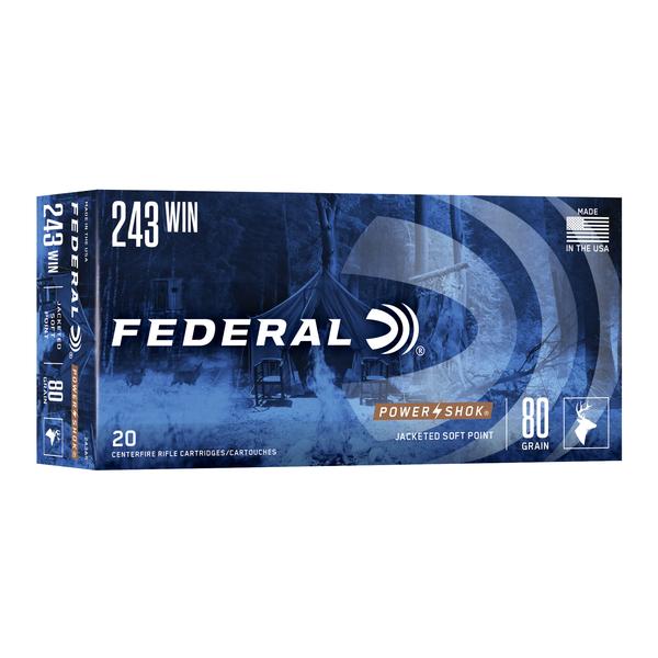Federal PowerShok 243WIN 80 Grain Sierra 3330FPS 20 Rd/box