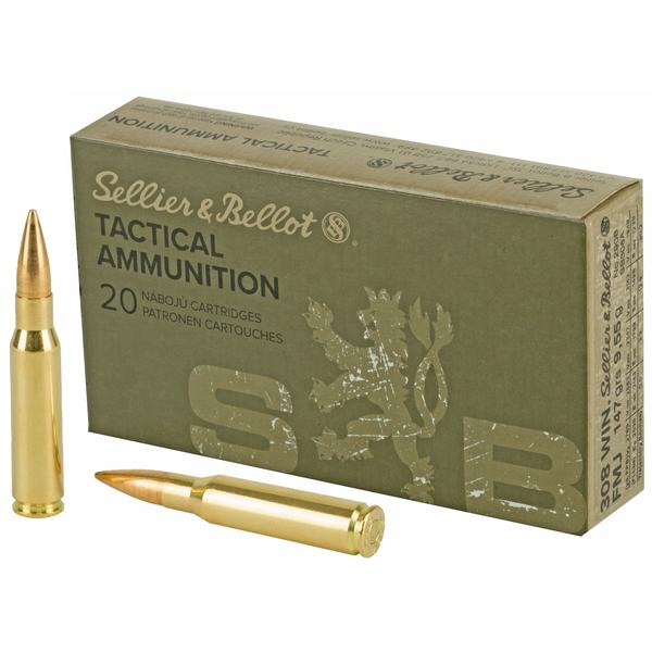 SELLIER & BELLOT RIFLE .308 WIN 147 GR FMJ 2788 FPS 20 RD/BOX