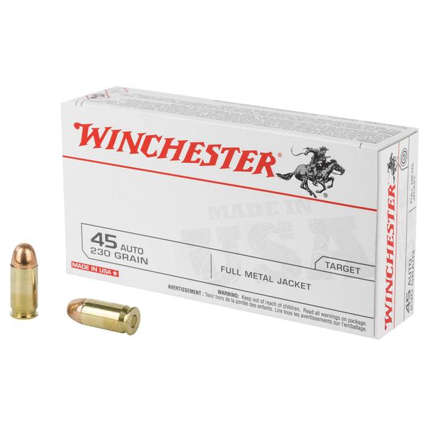 WINCHESTER TARGET .45 ACP 230 GR FMJ 835 FPS 50 RD/BOX