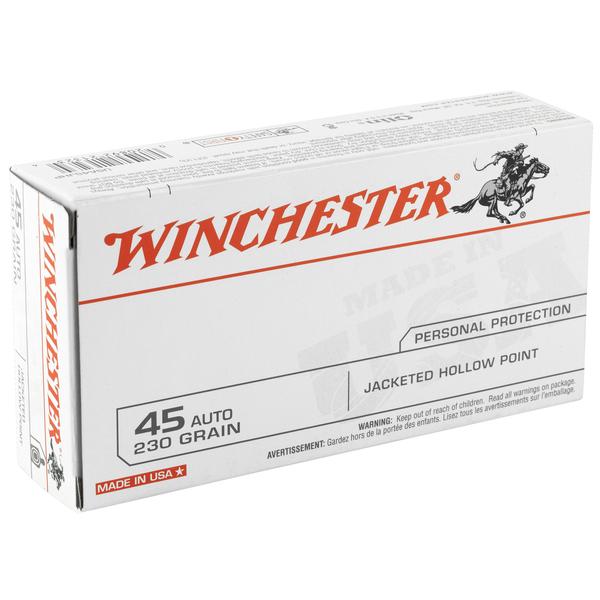Winchester USA .45 ACP 230 GR JHP 880 FPS 50 RD/BOX