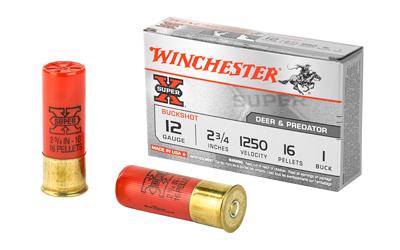 Winchester Super X 12 Ga 2.75IN 1 Buck Buckshot 16 Pellets 1250 FPS 5 RD/BOX