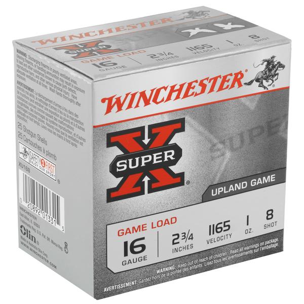 Winchester Super X 16 GA 2.75IN 1 OZ #8 LEAD 1165 FPS 25 RD/BOX